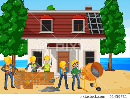 Construction site with workers Construction site with workers 91459781