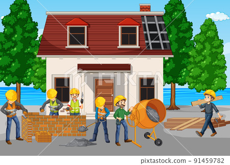 Construction site with workers Construction site with workers 91459782