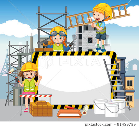 Empty banner with construction objects and elements Empty banner with construction objects and elements 91459789