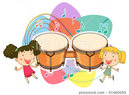 Cute cartoon character with music instrument 91460009