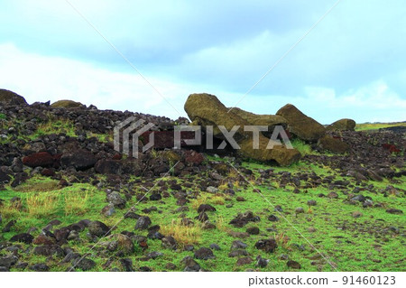 復活節島 Ahu Akahanga 墜落的摩艾石像 復活節島 Ahu Akahanga 墜落的摩艾石像 91460123