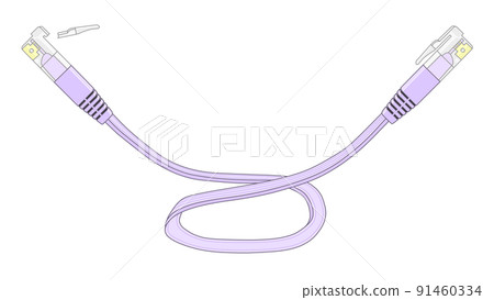 Light purple LAN cable with broken claws (latch) (flat type) 91460334