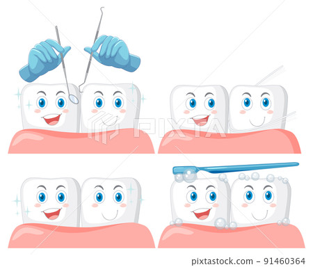 Set of all types of teeth on white background Set of all types of teeth on white background 91460364