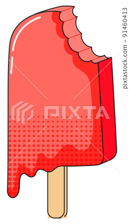 Red popsicle melting on stick Red popsicle melting on stick 91460413