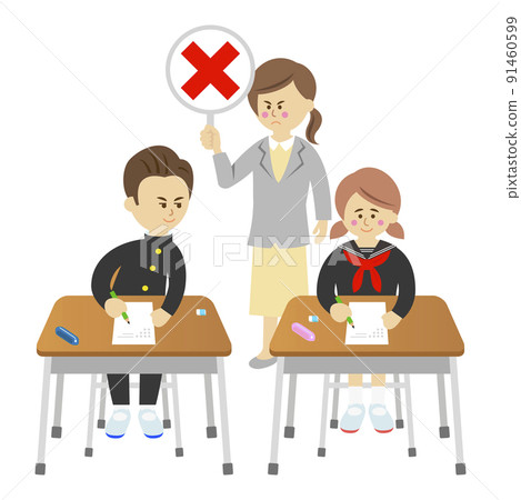 一位關注學生作弊的老師的插圖形象 91460599