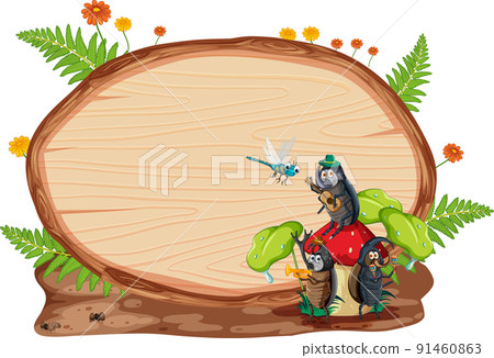 Insect with wooden frame board banner 91460863