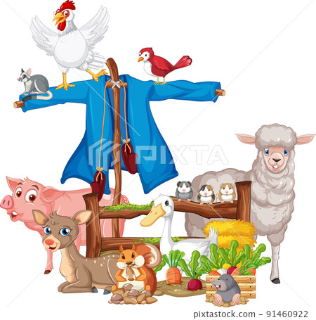 Many animals sitting by the fence Many animals sitting by the fence 91460922