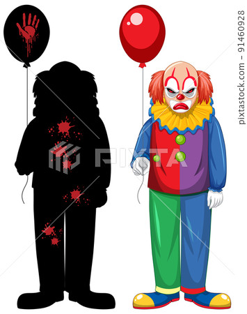 Set of scary clown on white background Set of scary clown on white background 91460928