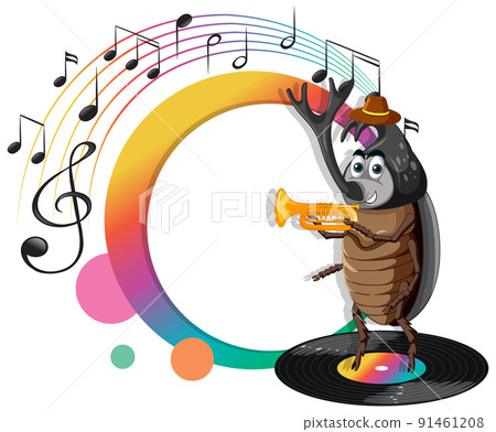 A beetle playing trumpet cartoon character A beetle playing trumpet cartoon character 91461208