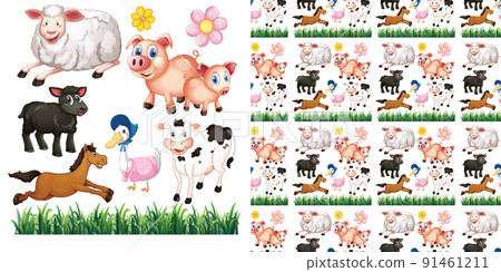 Cute animals cartoon seamless background Cute animals cartoon seamless background 91461211