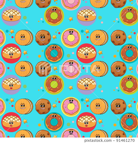 Seamless background with cookies and donuts Seamless background with cookies and donuts 91461270