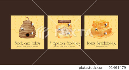Banner template with honey bee concept,watercolor style Banner template with honey bee concept,watercolor style 91461479