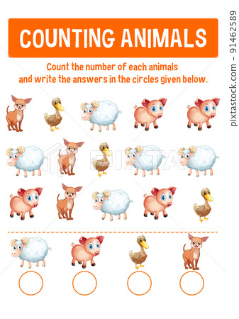 Worksheet design for counting animals Worksheet design for counting animals 91462589