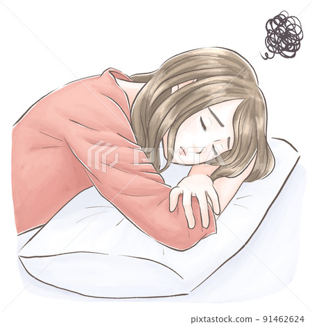 A woman who is prone and sleepy, watercolor style 91462624