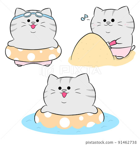 Yurukawa Sabatra cat playing in the sea 3-piece set ① 91462738
