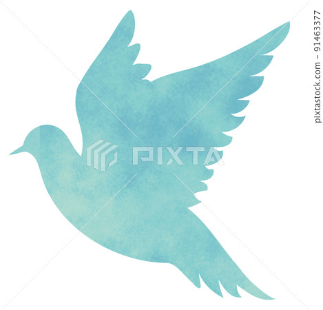 The silhouette of a fluttering bird, a pigeon 91463377