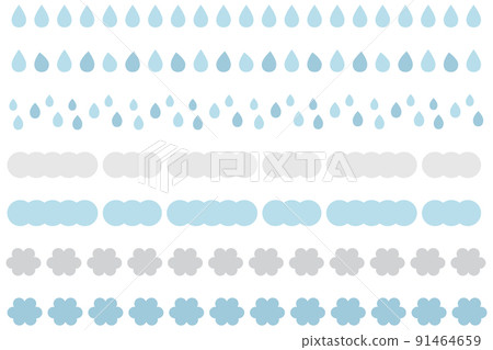 一套簡單可愛的雨雲線條藍灰 91464659