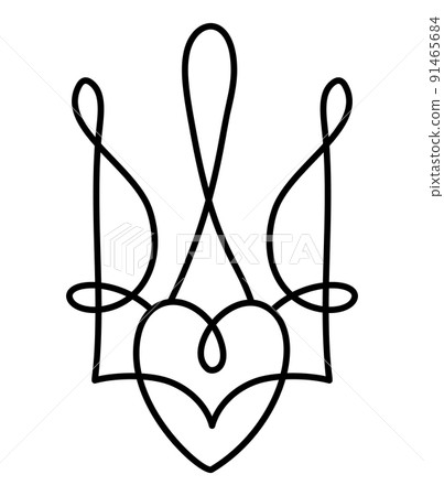National ukrainian symbol Trident icon. Vector Hand drawn calligraphy Coat of Arms of Ukraine State emblem black color illustration flat style image National ukrainian symbol Trident icon. Vector Hand drawn calligraphy Coat of Arms of Ukraine State emblem black color illustration flat style image 91465684