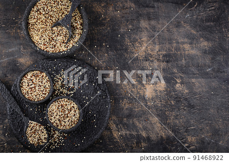 Red, white and brown quinoa. Red, white and brown quinoa. 91468922