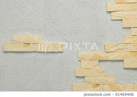 Light brick element fragment abstract interior design wall pattern sand clay color texture facade background 91469406