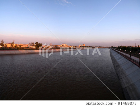 Sunset over Kyzketken, channel, Nukus,Karakalpakstan,Uzbekistan Sunset over Kyzketken, channel, Nukus,Karakalpakstan,Uzbekistan 91469875