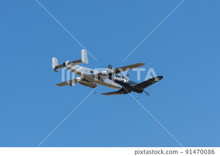 B-25J F4U-4 Corsair carrier-capable fighter escorting Mitchell bomber 91470086