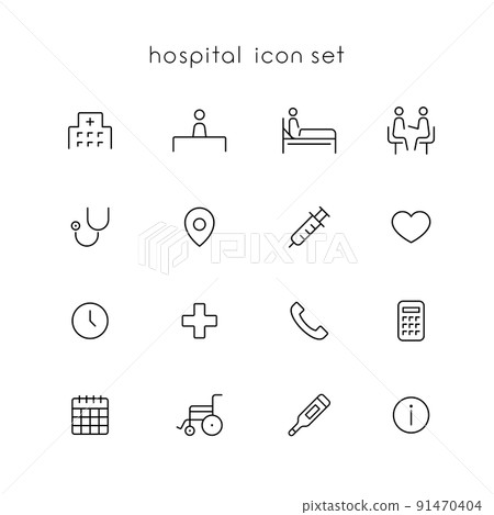 醫院簡單圖標集 91470404