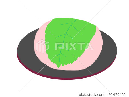 盤子上的櫻餅插圖（道明寺） 91470431