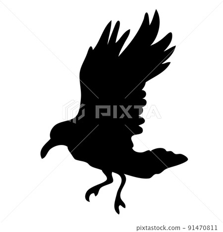 Realistic raven vector silhouette for icon. Hand drawn style Realistic raven vector silhouette for icon. Hand drawn style 91470811