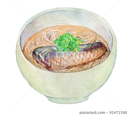 鯡魚蕎麥麵水彩插圖鯡魚 鯡魚蕎麥麵水彩插圖鯡魚 91471598