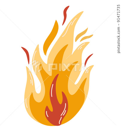 Fiery flame. Fires, hot ignition flame, flammable flame, thermal explosion hazard, flame energy concept. Logo Template vector cartoon icon.  91471735