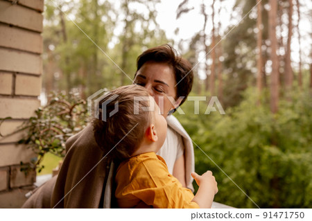 Happy grandmother and grandson enjoy time together. Positive middle age woman spending time with little, cute grandchild, having fun. 50-year-old grandma with grandkid. Multi-generational family. Happy grandmother and grandson enjoy time together. Positive middle age woman spending time with little, cute grandchild, having fun. 50-year-old grandma with grandkid. Multi-generational family. 91471750