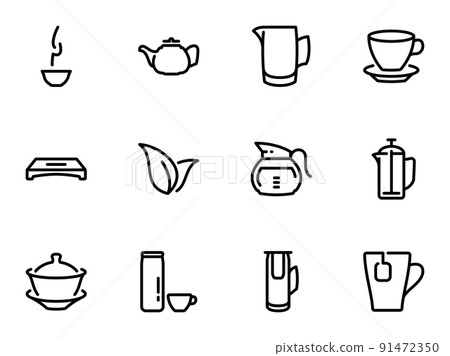 Set of black vector icons, isolated against white background. Illustration on a theme Tea 91472350