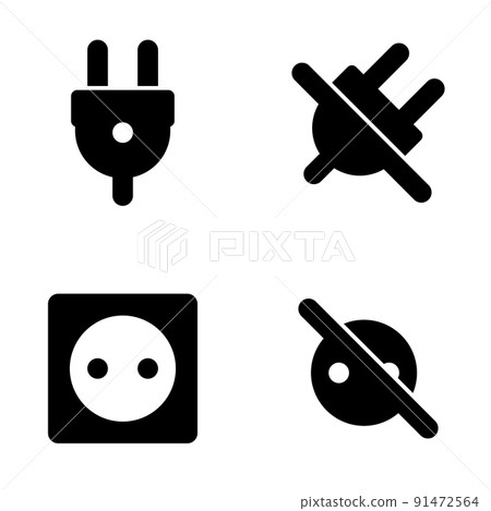 Set of black icons isolated on white background, on theme Power socket Set of black icons isolated on white background, on theme Power socket 91472564