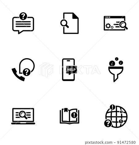 Set of black icons isolated on white background, on theme Search, sort data 91472580