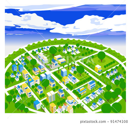 美麗的城市景觀和生活風景。創造一個人們可以明亮生活，自然與住房融為一體的城市。 91474108