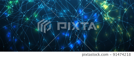 Neural network concept. Connected cells with links. High technology process. Abstract background 91474218