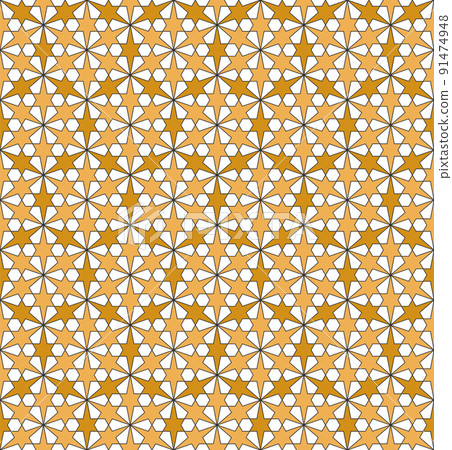 Seamless arabic geometric ornament in white and brown colors. 91474948