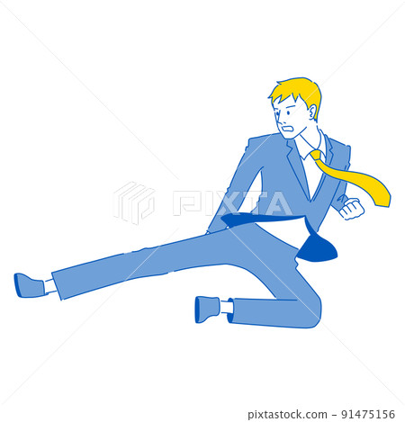 飛踢商人的插圖(白色背景、矢量、剪裁) 飛踢商人的插圖(白色背景、矢量、剪裁) 91475156
