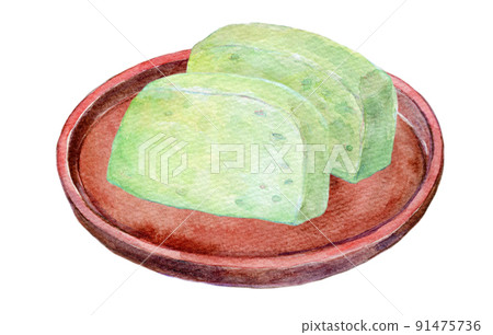 Yomogi mochi watercolor illustration 91475736