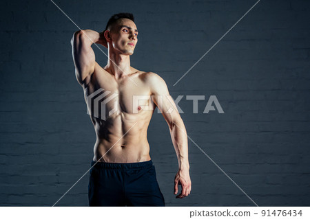 sexy naked man without clothes demonstrates the... - Stock Photo [91476434]  - PIXTA