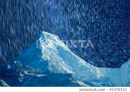 starry sky with mountains in Iceland on long endurance. TimeLapse Concept starry sky with mountains in Iceland on long endurance. TimeLapse Concept 91476532