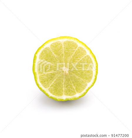 Slice of Thai bergamot isolated on white background. Food and healthcare concept Slice of Thai bergamot isolated on white background. Food and healthcare concept 91477200