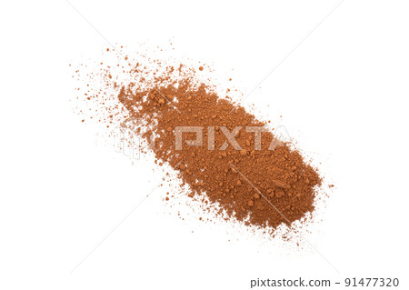 Pile of Cocoa powder or chocolate powder isolated on white 91477320