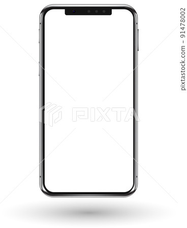 Smartphone mockup template realistic front view of phone display with empty white screen. Vector 91478002