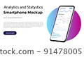 Analytics and statistics business admin dashboard for market analysis. User interface screen of user interface for smartphone 91478005