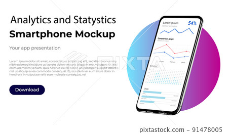 Analytics and statistics business admin dashboard for market analysis. User interface screen of user interface for smartphone 91478005