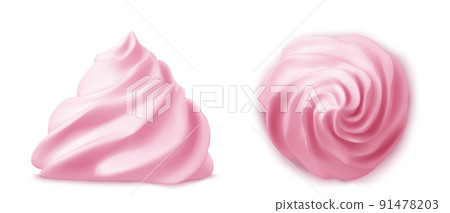 Whipped pink cream swirl or meringue side view 3D 91478203