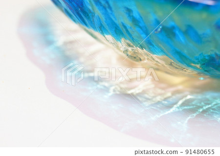 Japanese tableware made of glass with cool blue and green Japanese tableware made of glass with cool blue and green 91480655