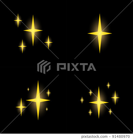 Set of stars sparkles, flat design 91480970
